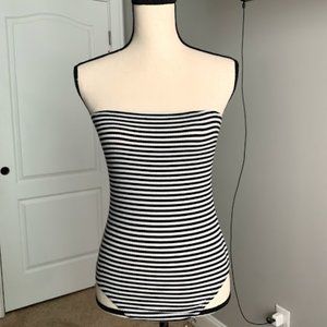 Strapless stripped body suit
